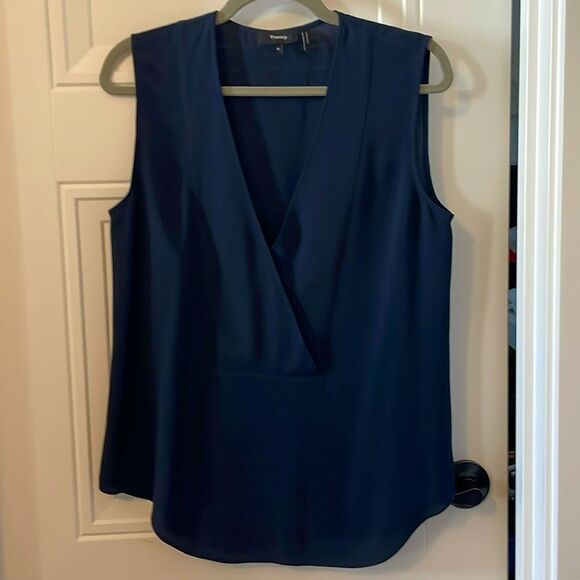 Theory Navy Crossover Silk Shell - Picture 1 of 5